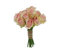 DRW Ramo de Novia Bouquet Rosas Rosas Estilo Natural Ramo Artificial Rosa 28x24Ø cm
