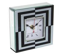 DRW Reloj de sobremesa de Cristal en Blanco y Negro 13,5x13,5x4,5cm
