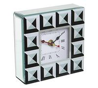 DRW Reloj de sobremesa de Cristal en Blanco y Negro 13,5x13,5x4,5cm