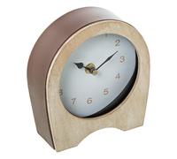 DRW Reloj de sobremesa de Metal y Madera Natural 14c5c16 cm