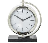 DRW Reloj de sobremesa Giratorio de Metal con Base de marmol Negro y Plateado 20x5x16 cm