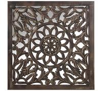DRW Retablo Cuadrado de Madera DM Calado con Espejo en marrón 90x2,5x90cm