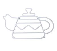 DRW Salvamantel con Forma de Tetera de Metal Blanco 27x19x1,7cm