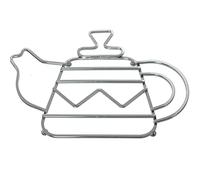 DRW Salvamantel con Forma de Tetera de Metal Cromado 27x19x2cm