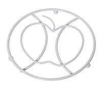 DRW Salvamantel de Metal Redondo Manzana en Blanco 17x17x2cm