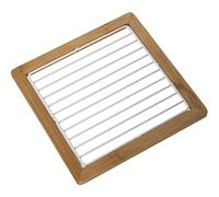 DRW Salvamantel de Metal y Madera en Blanco y Natural 18x18x1,5cm, Rejilla 15x15cm