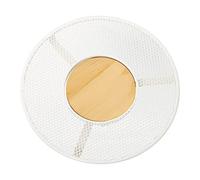 DRW Salvamantel de Rejilla de Metal y Centro de Madera en Blanco y Natural 20x2cm, Madera 8,6cm