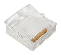 DRW Servilletero de Rejilla de Metal con asa en Blanco 18x18x8/13cm