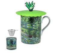 DRW Set 6 Mugs de Infusion Tazas con Filtro Acero INOX Puente de Monet Taza: 8x8x10 cm