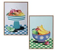 DRW Set de 2 Cuadros Estilo Lienzo de bodegon de Frutas para cocinas 24x24x2cm