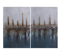 DRW Set de 2 Cuadros Lienzo y Madera Abstractos 60x3x90cm