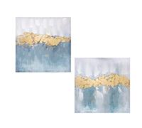 DRW Set de 2 Cuadros lienzos y Madera Cuadrados Abstractos 60x3x60cm