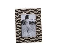 DRW Set de 2 Portafotos para fotografia de 10x15cm en Madera DM con Dibujo en Natural y Negro 17x22x1,2cm