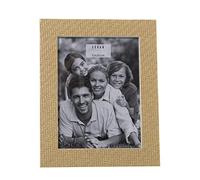 DRW Set de 2 Portafotos para fotografia de 15x20cm de Madera DM y Papel Ratan en Natural 21x26x1,2cm