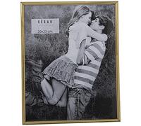 DRW Set de 2 Portafotos para fotografia de 20x25cm de Acero Inoxidable en Dorado 21,4x26,4x1cm