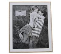 DRW Set de 2 Portafotos para fotografia de 20x25cm en Madera DM y Papel en Natural y Blanco 24x29x1,5cm