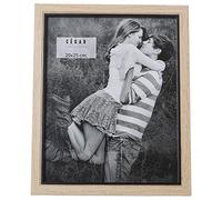 DRW Set de 2 Portafotos para fotografia de 20x25cm en Madera DM y Papel en Natural y Negro 23,6x28,6x1,5cm