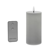 DRW Set de 4 Velas de Cera con led y Mando a Distancia Color Gris 7.5x7.5x15 cm