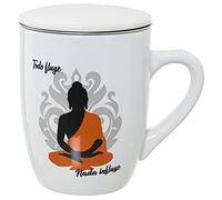 DRW Set de 6 Mugs de Infusion de Ceramica Todo Fluye Nada influye Multicolor ø8,5x11 cm-375 ml