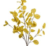 DRW Set de 6 Ramas de Hojas Artificiales de Espuma eva, plastico y Papel Amarillo 65cm