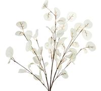 DRW Set de 6 Ramas de Hojas Artificiales de Espuma eva, plastico y Papel Blanco 65cm