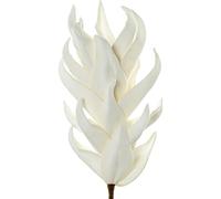 DRW Set de 6 Ramas de Hojas Artificiales de Espuma eva y Papel Blanco 65cm
