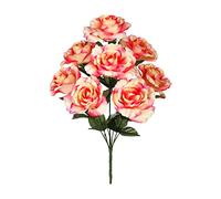 DRW Set de 6 Ramos Rosas Rosas en Ramo 8 Cabezas 50 cm Alto