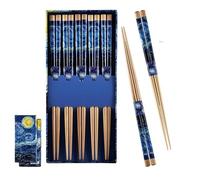 DRW Set Palillos para Comer Noche Estrellada - 5 Juegos de Palillos 30 cm