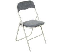 DRW Silla Plegable de Metal y Tela en Blanco y Gris 44x47x80 cm