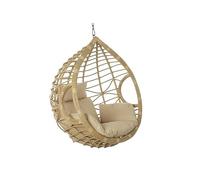 DRW Sillon Colgante de Jardin de Ratan Sintetico Natural y Beige 90X70X110 cm