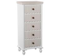 DRW Sinfonier con 5 cajones de Madera Blanco y Crema 93x40x30 cm