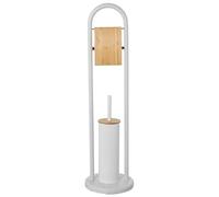 DRW Soporte para Papel con escobillero de Metal en Blanco 22x22x80cm