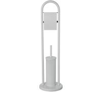 DRW Soporte Rollo con escobillero de Metal en Blanco 22x22x80cm