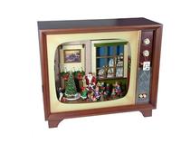 DRW Television Antigua con imagene Salon Navidad con Movimiento luz y Musica de Resina 60x26x50cms