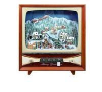 DRW Television Antigua de un Pueblo de Navidad con Movimiento luz y Musica de Resina 80x32x90cms