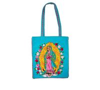 DRW Tote Bag Virgen de Guadalupe de Tela de Colores Azules 37x2x42 cm