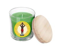 DRW Vela de Elegua Verde Bote Cristal con Tapa en Caja con la Historia 7x7x8.5 cm