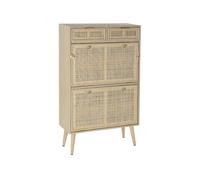 DRW Zapatero Madera Paulownia y Ratan 2 baldas y 2 cajones 70x32x120 cm