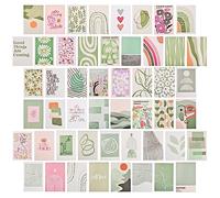 Drwosm 50 Piezas Estética del Kit de Collage de Pared de Fotos Impresión de Collage de Tarjetas de Decoración para Habitación, Dormitorio Imágenes Collage de Arte de Pared Estético, Verde