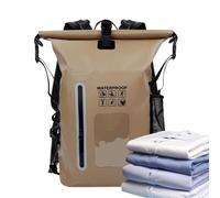 Dry Backpack - Mochila impermeable de PVC grande y ligera, marrón claro | Mochila de viaje para piscina, para rafting, kayak, paddleboard, natación, pesca, snowboard, senderismo al aire libre