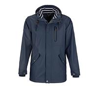 Dry Fashion Lübeck - Parka de poliuretano para hombre, impermeable, cortavientos, cremallera, azul marino, M