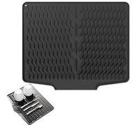 Dry Mat Dishes, Silicone Dish Drying Pad, Non-Slip Foldable Tray, 39 x 32 x 14,9 cm Quick Drain Grooved, for Sink Utensils, Pots, Pans, and Kitchen Organization Reliable Drainer