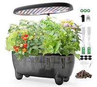 DRYADES 12 fundas Sistema de cultivo hidropónico de iniciación con lámpara LED de espectro completo de 24W, incluido sistema de riego inteligente - Huerto interior para el hogar, la oficina y la