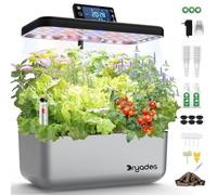 DRYADES Kit de sistema de cultivo hidropónico, 12 cápsulas, jardín inteligente de hierbas con luz LED de espectro completo de 24 W, maceta de jardín interior para el hogar/oficina/escuela (plateado)