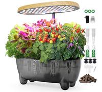 DRYADES Sistema de cultivo hidropónico de 12 vainas, jardín de hierbas de interior con lámpara LED de crecimiento, bomba de agua inteligente, kit de germinación de plantas (sin semillas) para el hogar