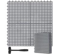 Drydiet Paquete de 8 baldosas entrelazadas con 1 martillo de plástico de 12 x 12 pulgadas, azulejos de drenaje modulares antideslizantes para piscina, baño, cubierta, cocina, patio, balcón, garaje