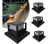 DRYFAL 4 luces solares para postes para exteriores, impermeables, con energía solar, luces LED modernas, farolillos de columna para superficie plana, decoración de patio y jardín