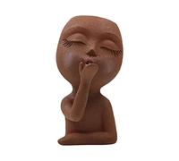 DRYFAL Macetero de cara para suculentas, macetas de cara para plantas de interior, macetas de cabeza de resina con agujero de drenaje, estatua de dama