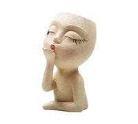 DRYFAL Macetero de cara para suculentas, macetas de cara para plantas de interior, macetas de cabeza de resina con agujero de drenaje, estatua de dama