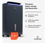 KLARSTEIN Deshumidificador Silencioso Electrico Bajo Consumo Silencioso, Deshumificadores de Humedad Capacidad 40L., Desumificadores para la Humedad Antihumedad, Dehumidifier Habitaciones 35-45 m²